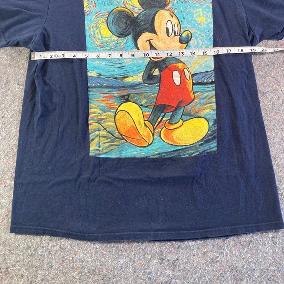 Disney Mickey Mouse Van Gogh's Starry Night Womens Navy Blue T-Shirt Size L - Picture 5 of 8